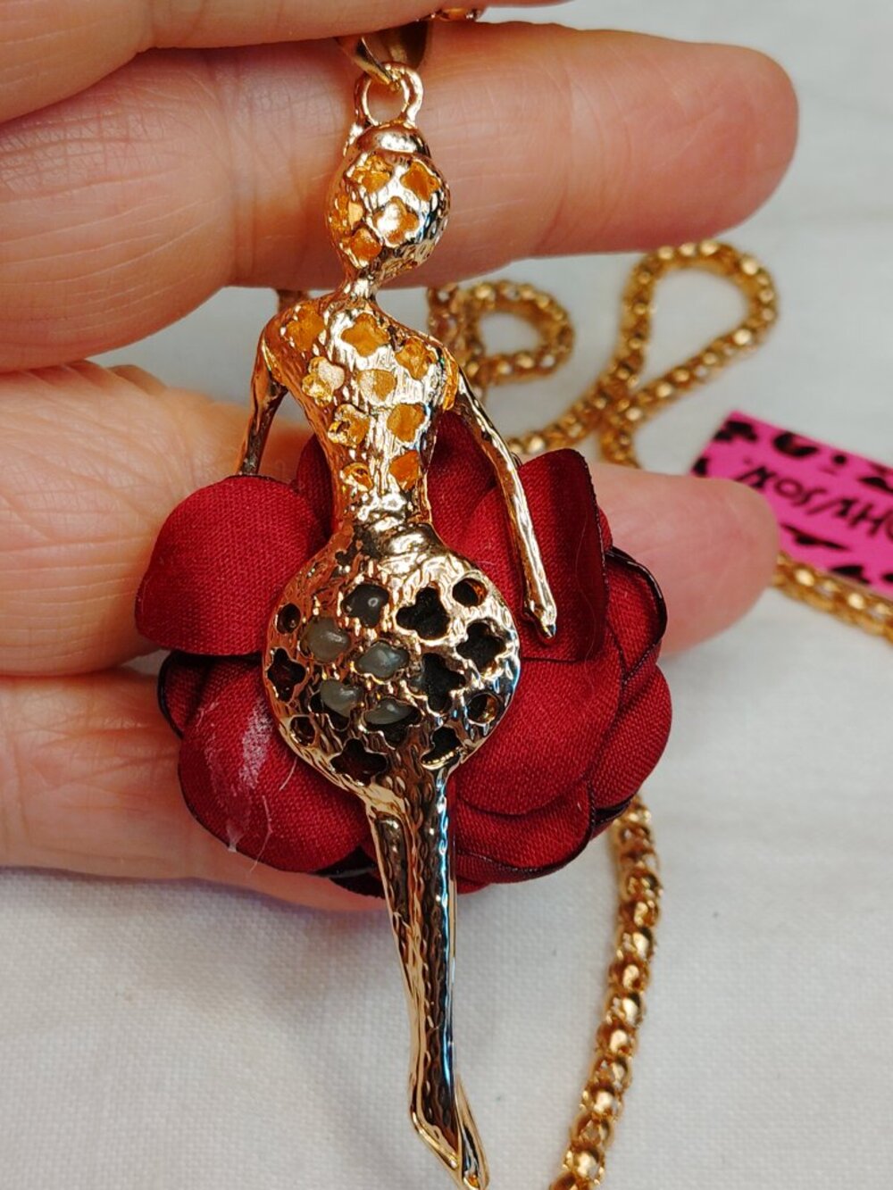 Betsey Johnson Ballerina Rose Pendant Necklace - Picture 4 of 8